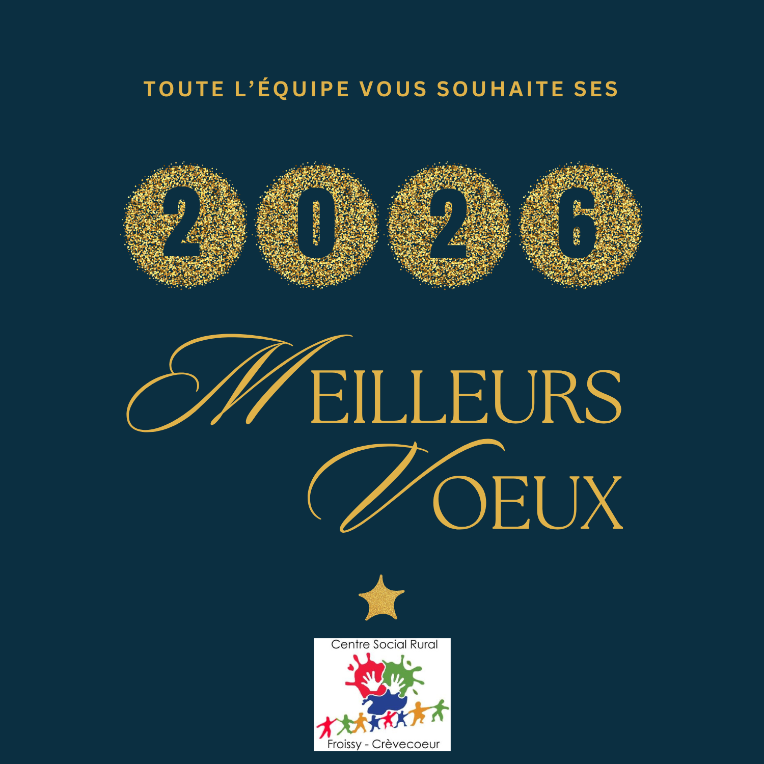 Carte de Vœux 2026 Entreprise Agence Marketing Professionnel Paillettes étoiles  Marine Doré.png