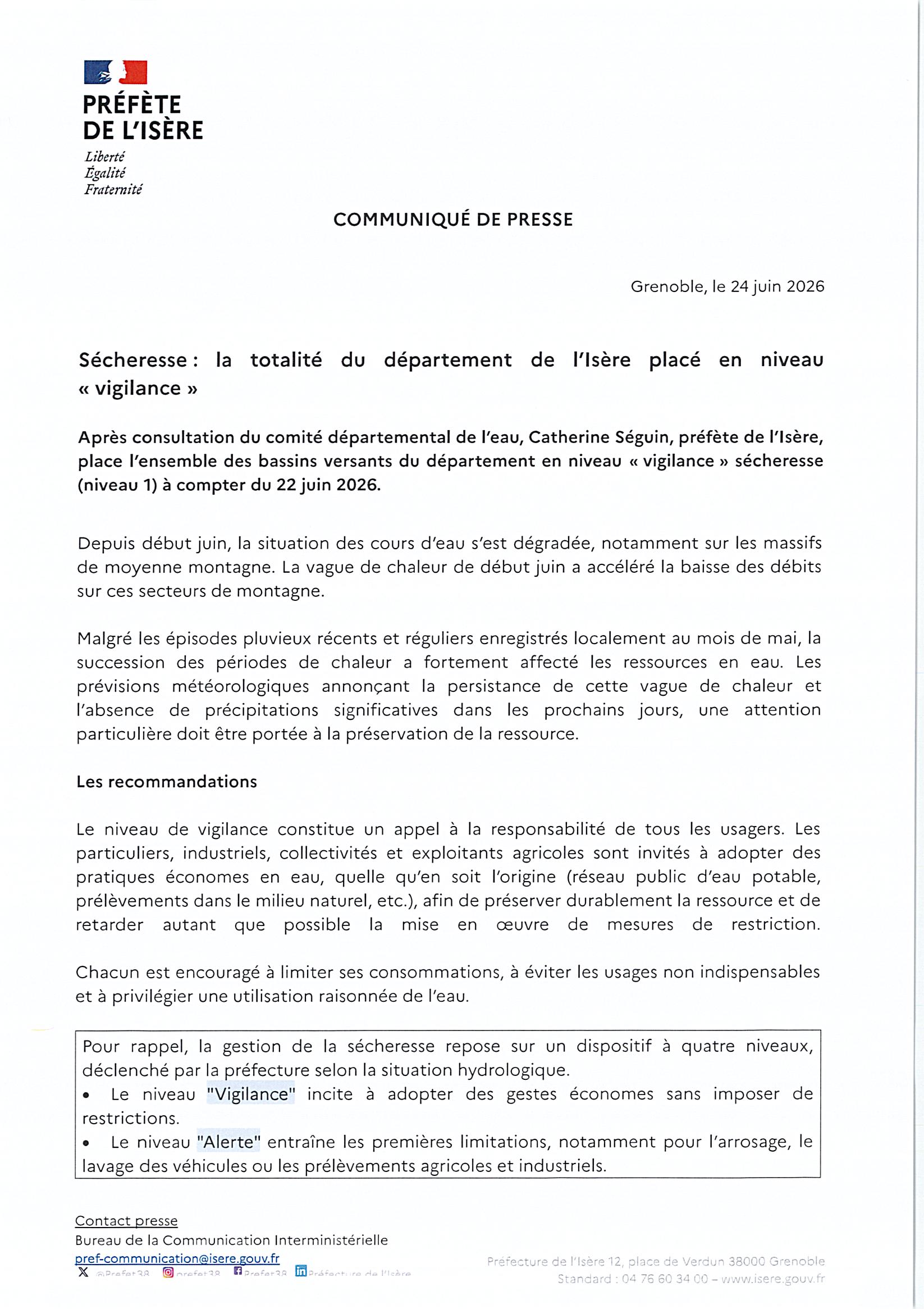 Sécheresse juin 2026