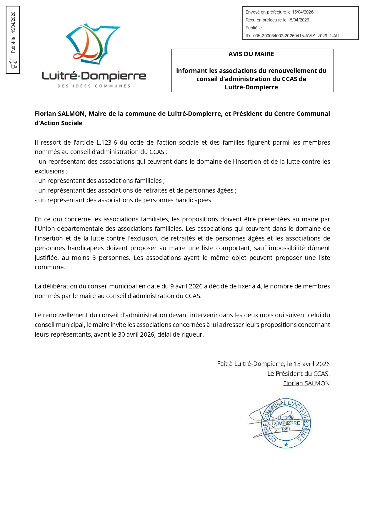 AVIS DU MAIRE LUITRE-DOMPIERRE informant le renouvellement du CA du CCAS.jpg