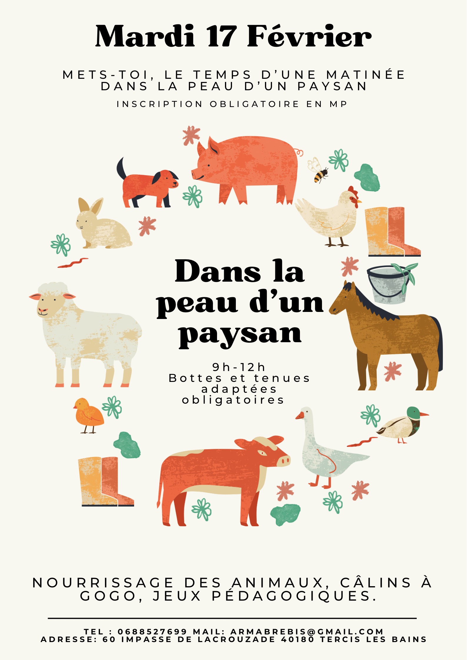 Affiche publicitaire ferme pédagogique mignon illustratif.png