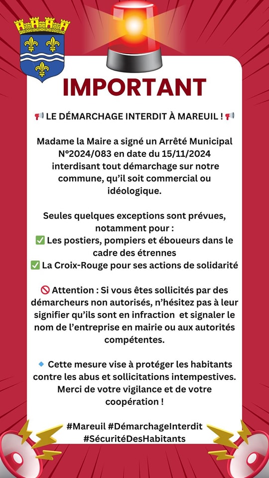 Interdiction du démarchage à Mareuil‑lès‑Meaux