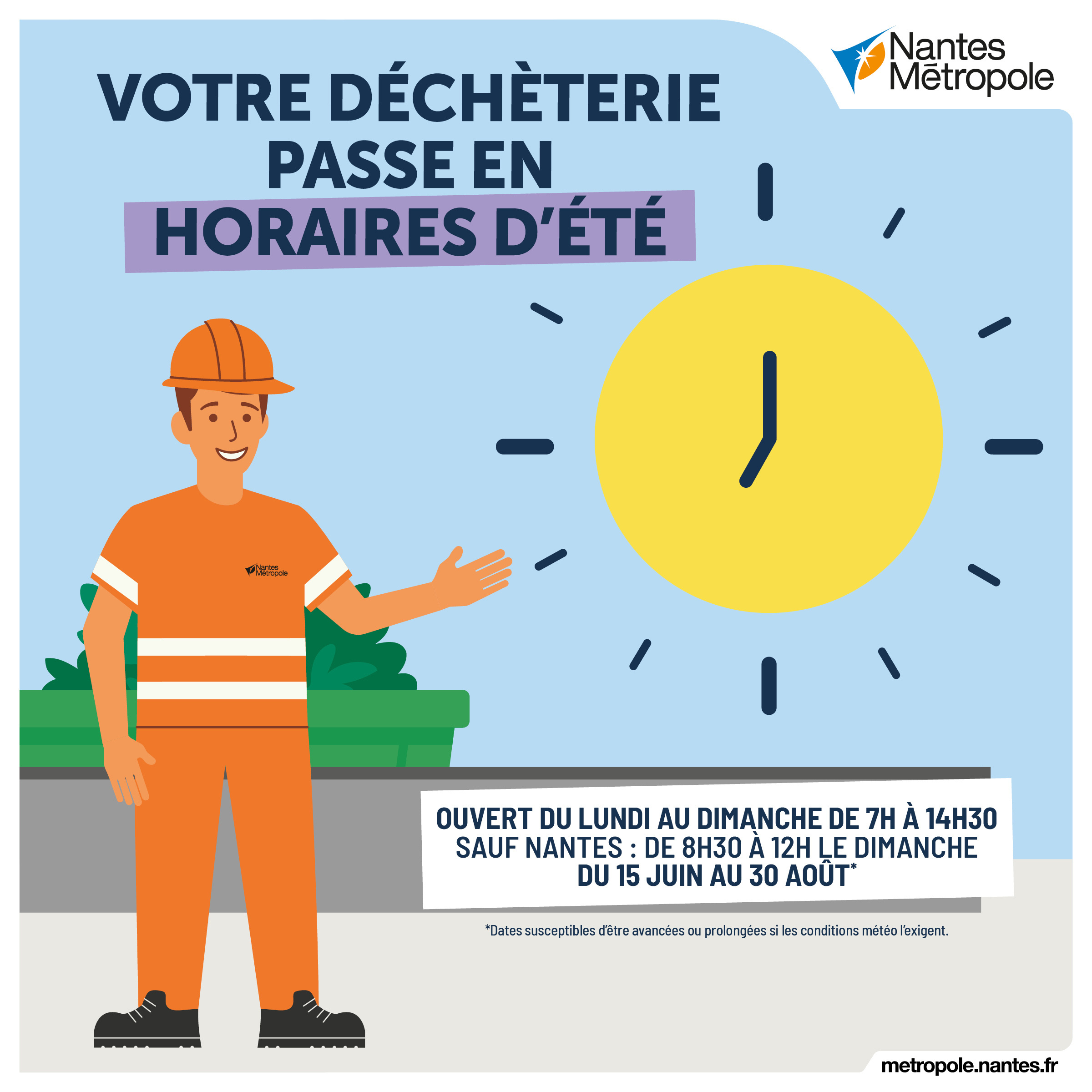 illustration horaires décalées en déchèteries durant l'été