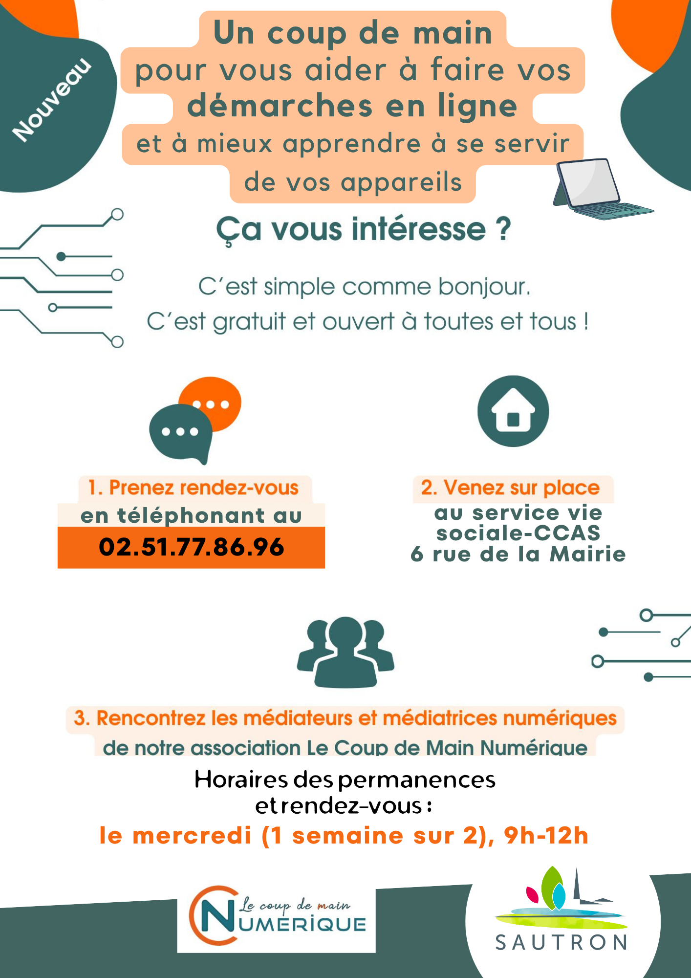 annonces des permanences pour avoir un rendez-vous d'aide sur les démarches numériques