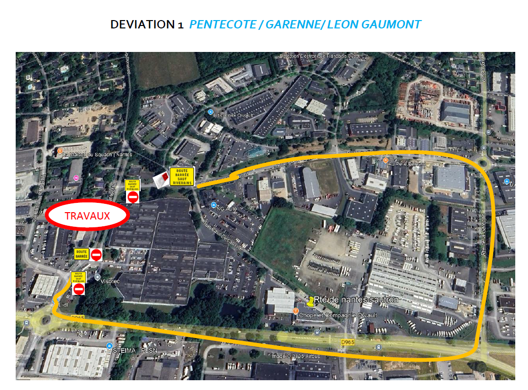 plan de la déviation dans le cadre des travaux de la rue Pentecôte Nord