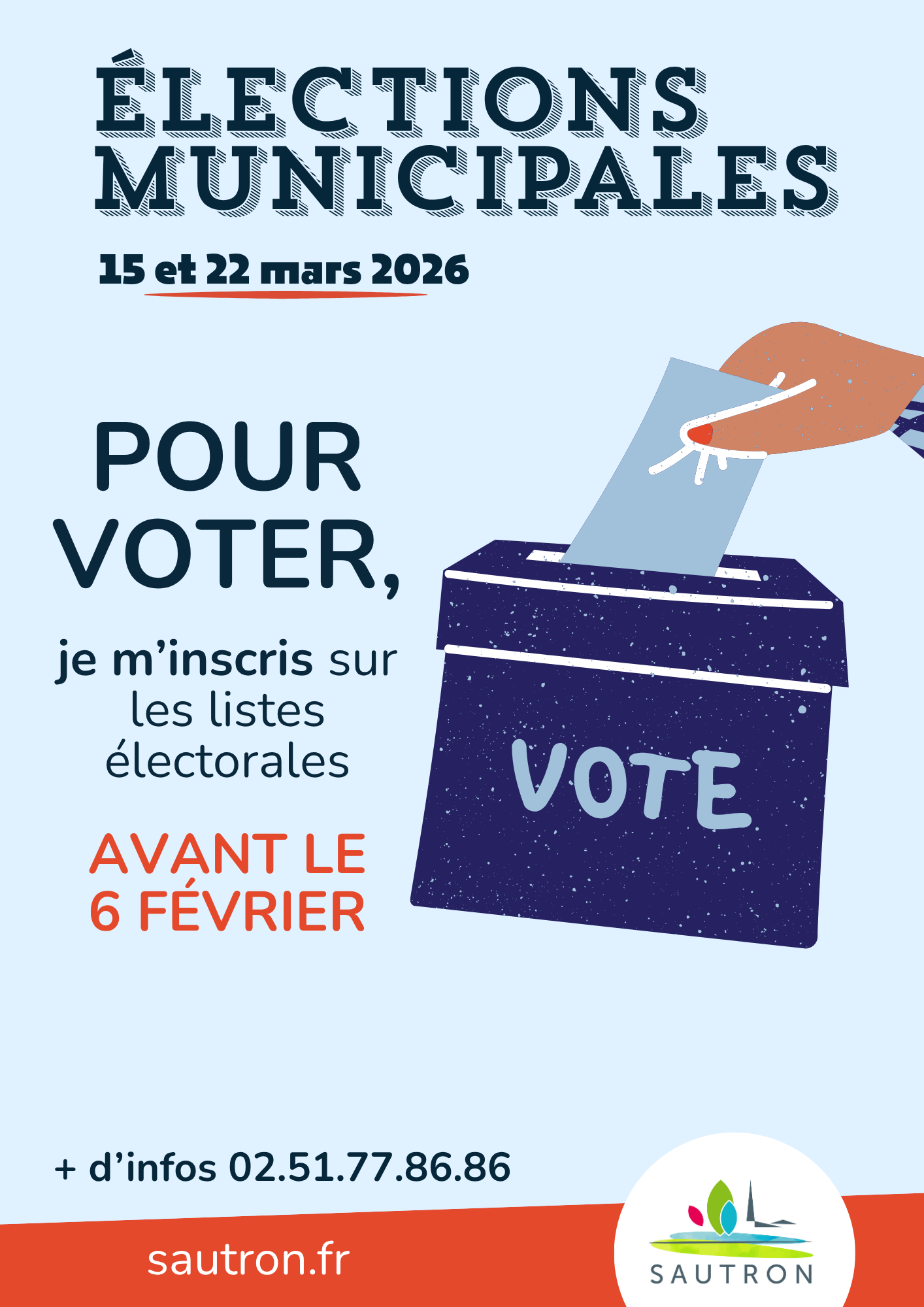 campagne d'inscriptions sur les listes électorales pour voter aux élections municipales des 15 et 22 mars 2026