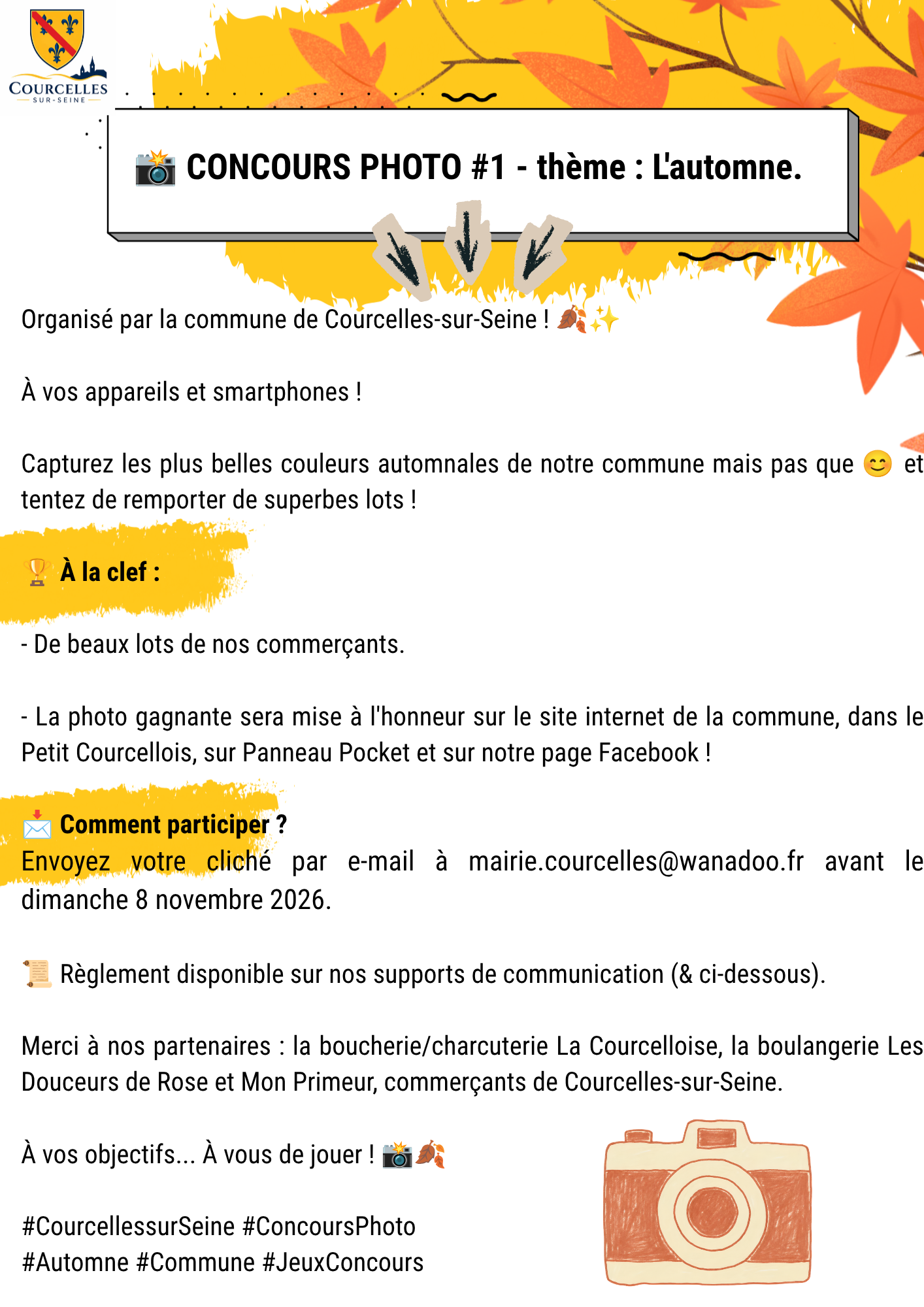 📸 CONCOURS PHOTO _1 - thème  L_automne. Organisé par la commune de Courcelles-sur-Seine ! 🍂✨ _À vos appareils et smartphones ! Capturez les plus belles couleurs automnales de notre commune mais .png