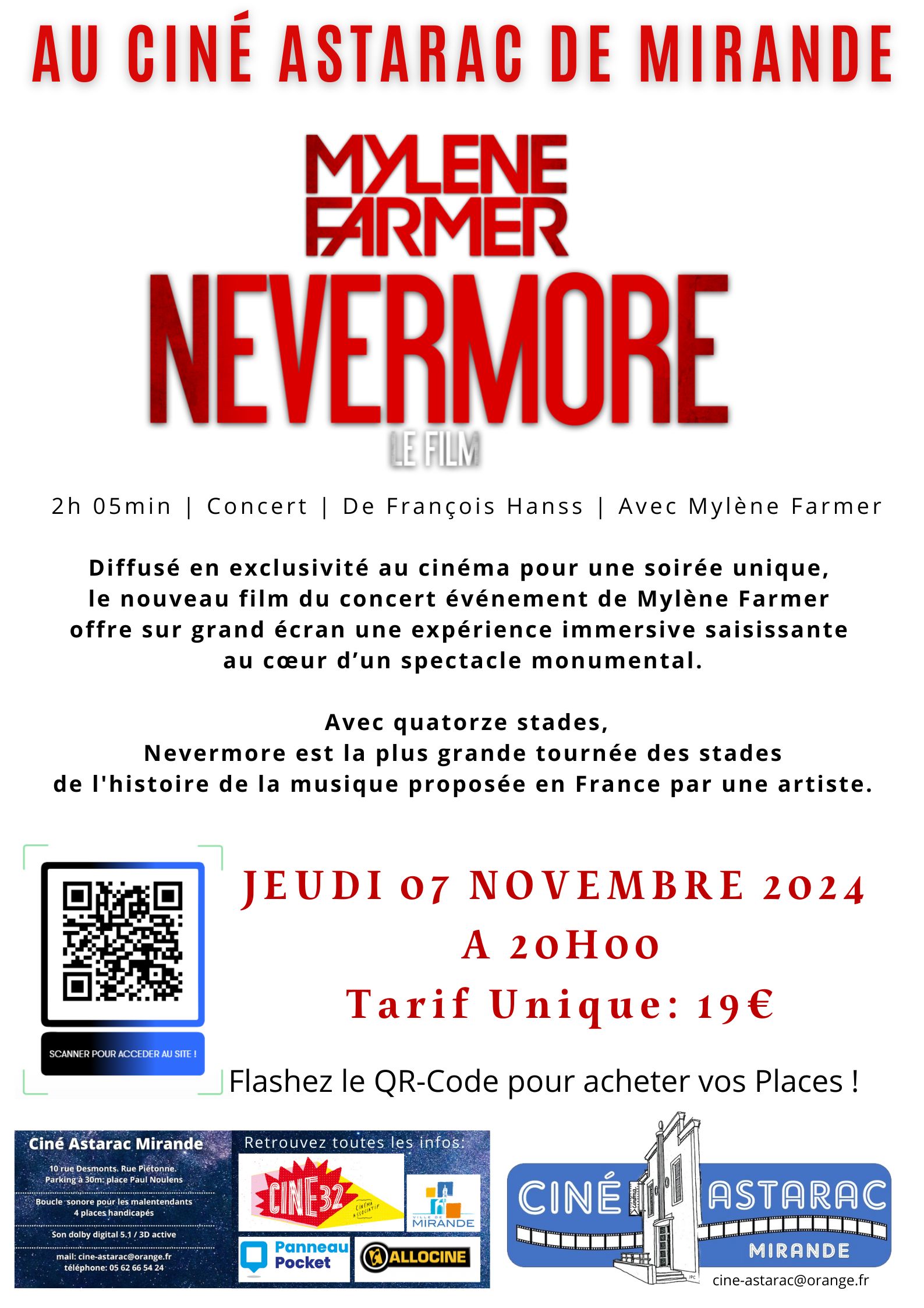 projection film mylène farmer nervermore cinéma astarac mirande