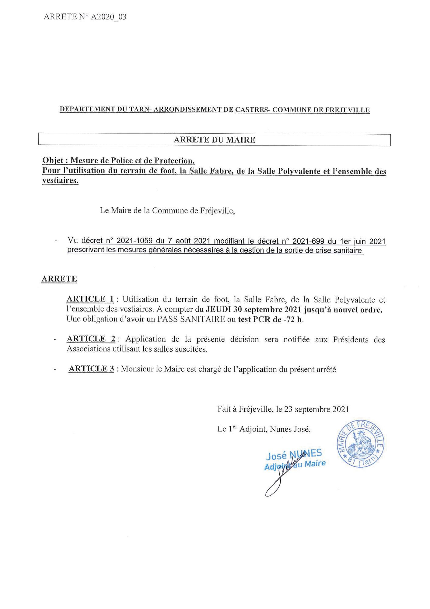 Arrêté municipal  - Pass sanitaire 2021.jpg