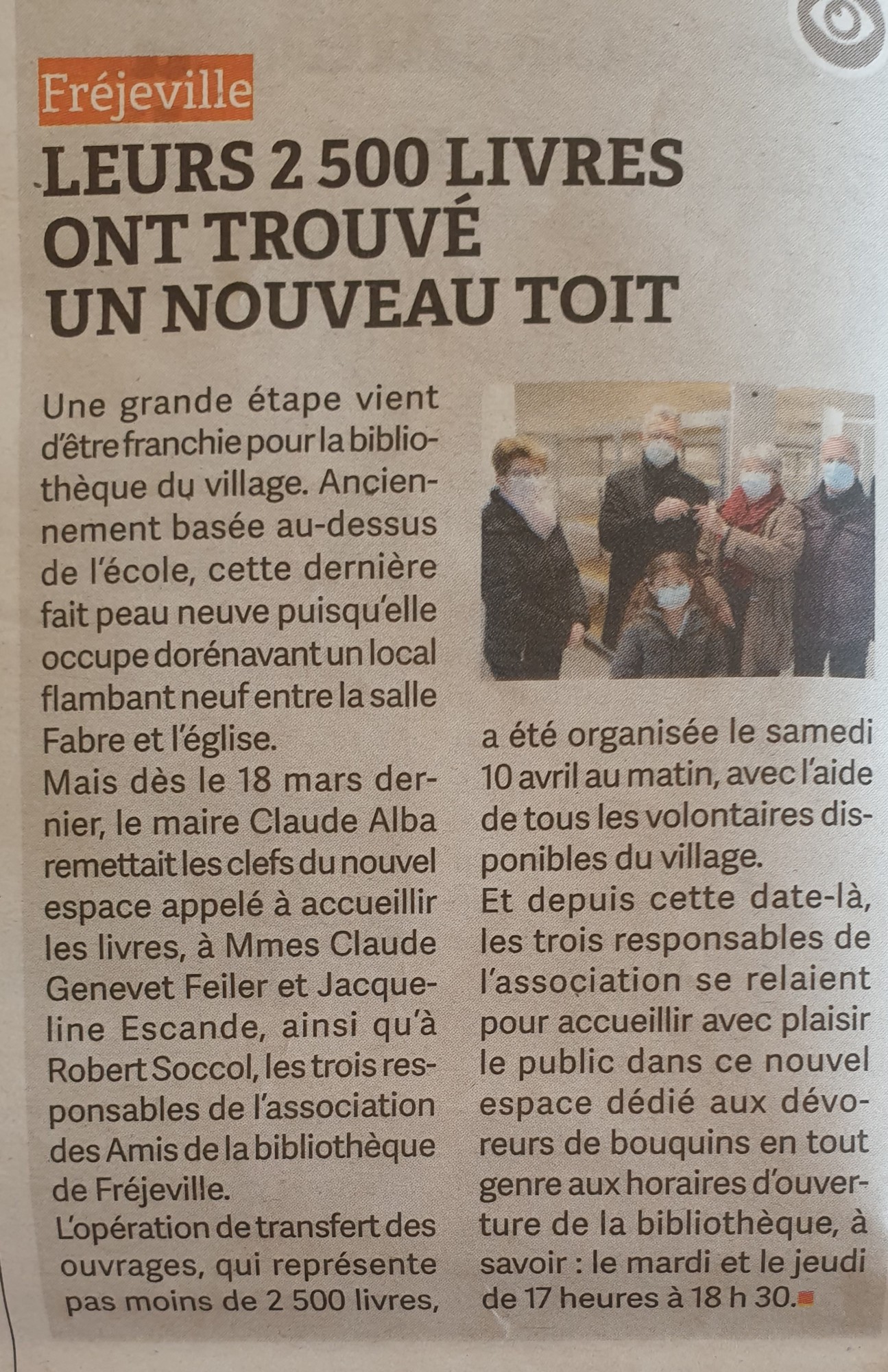Article Remise des clés de la bibliothèque - Le Journal d_Ici - 15-04-2021.jpg