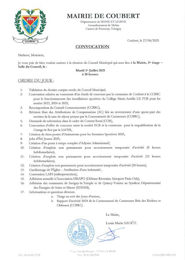 Affichage Conseil Municipal du mardi 1er Juillet 2025.JPG
