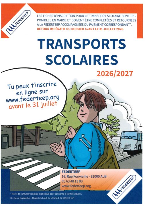 Inscription transport scolaire rentrée 2026/2027