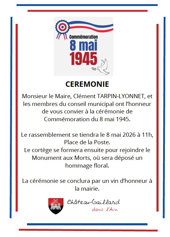 INVITATION CEREMONIE 8 MAI