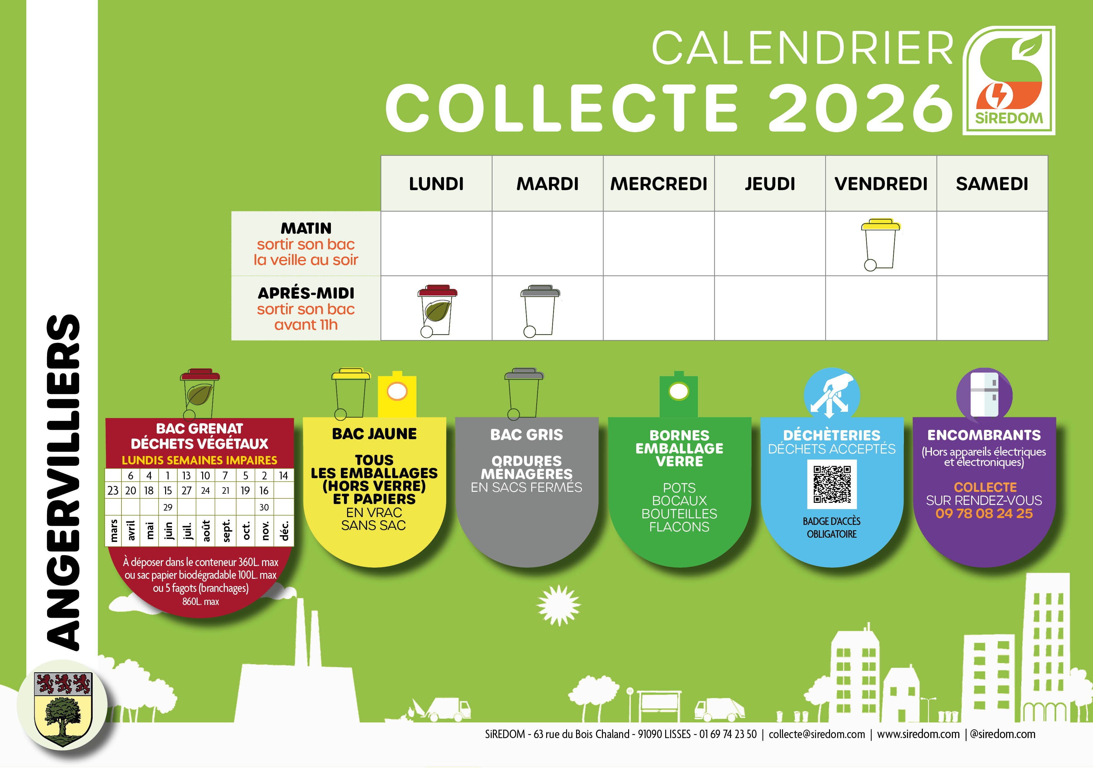 Calendrier de la collecte des Végétaux 2026