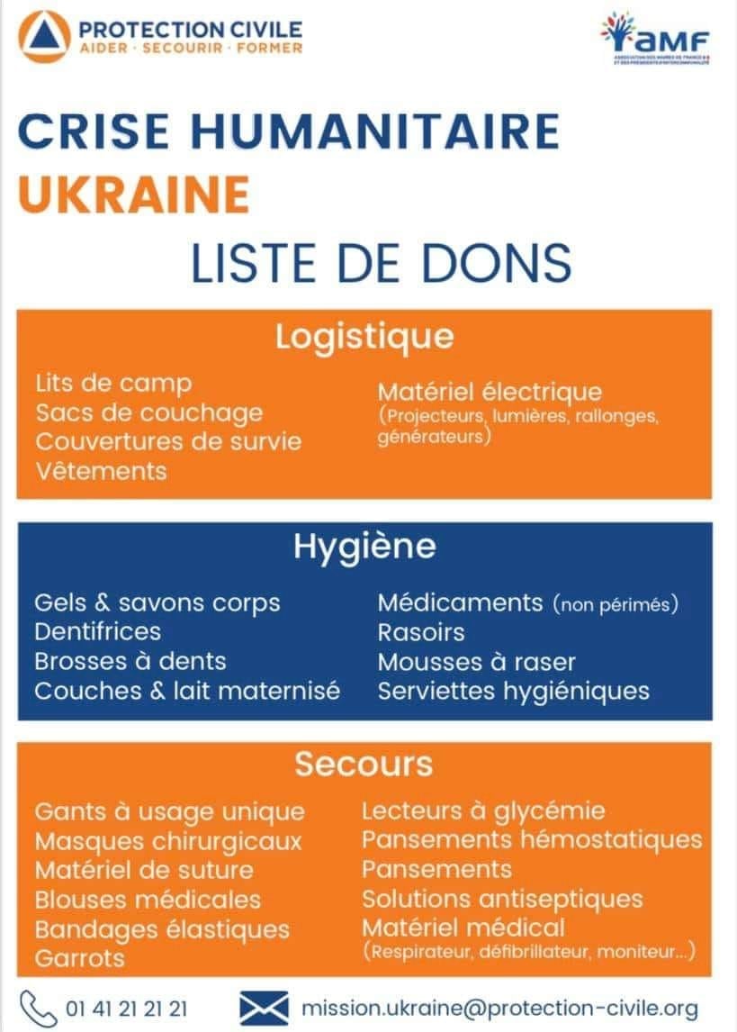 liste dons ukraine