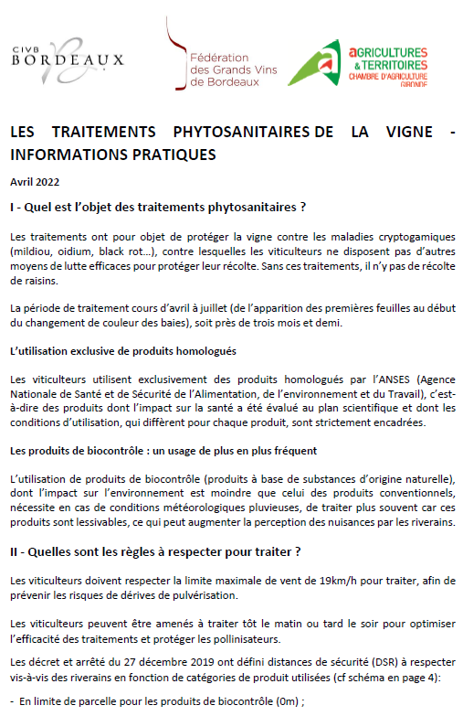 Traitement de la vigne et protection des riverains