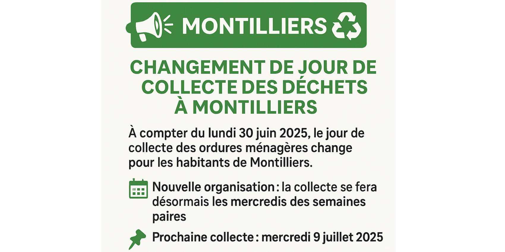Changement de jour de collecte des déchets