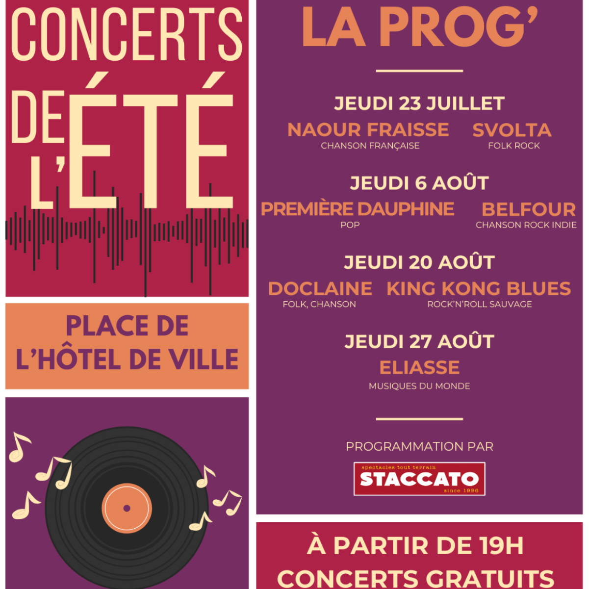 CONCERTS DE L'ÉTÉ - DOCLAINE + KING KONG BLUES