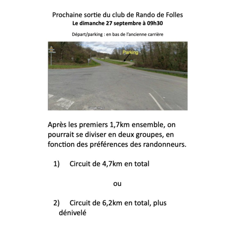 Rando le dimanche 27 septembre