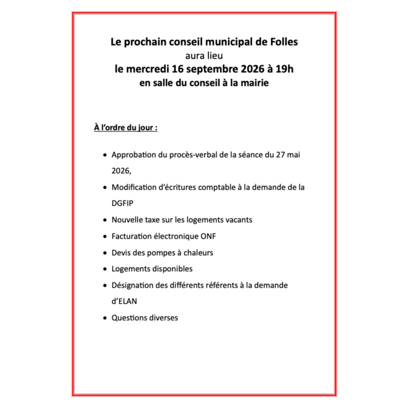 Prochain conseil municipal