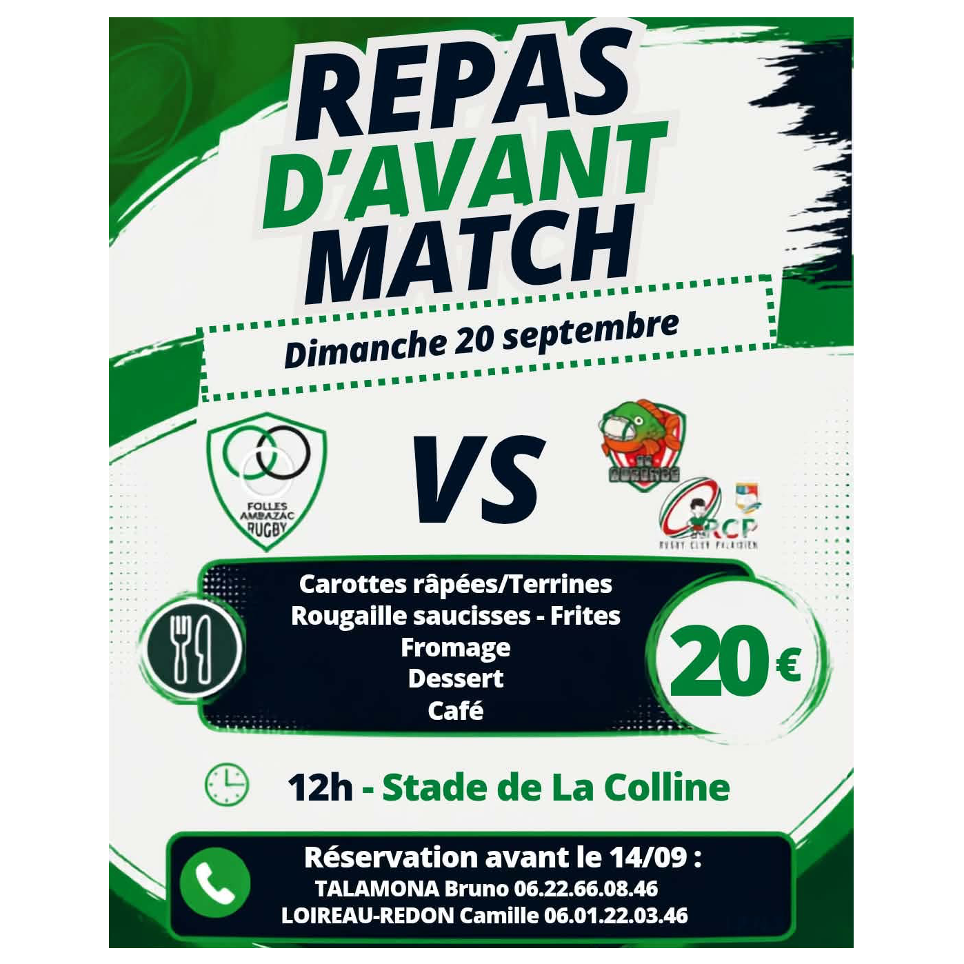 RC Folles repas le dimanche 20 septembre