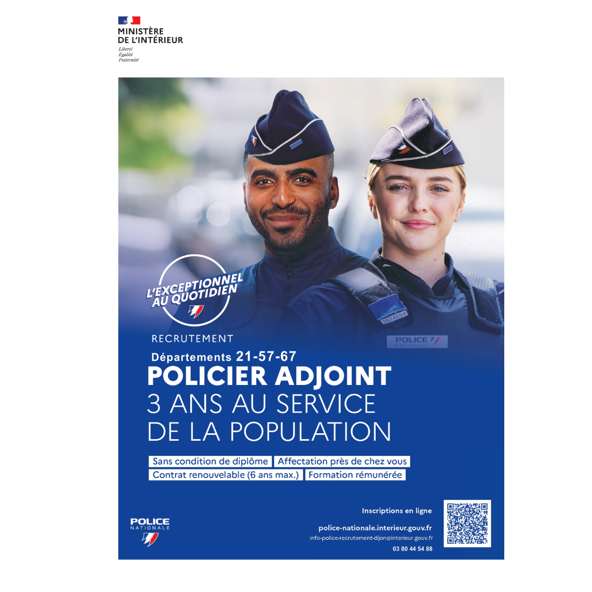 Ouverture des sélections Policier Adjoint pour les départements du 21, 57, 67