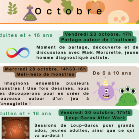 Animation et calendrier d'octobre à la Médiathèque