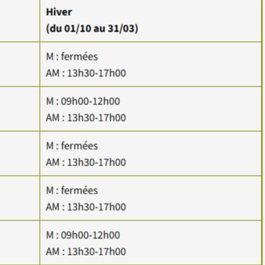Horaires de la déchetterie