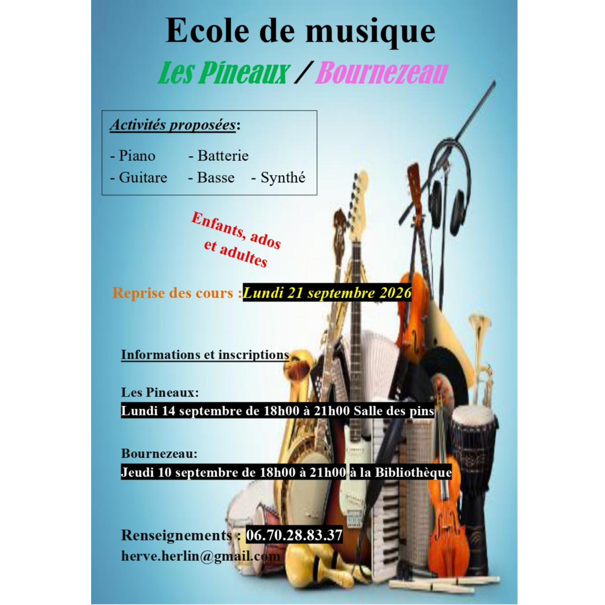 Inscription à l'école de musique