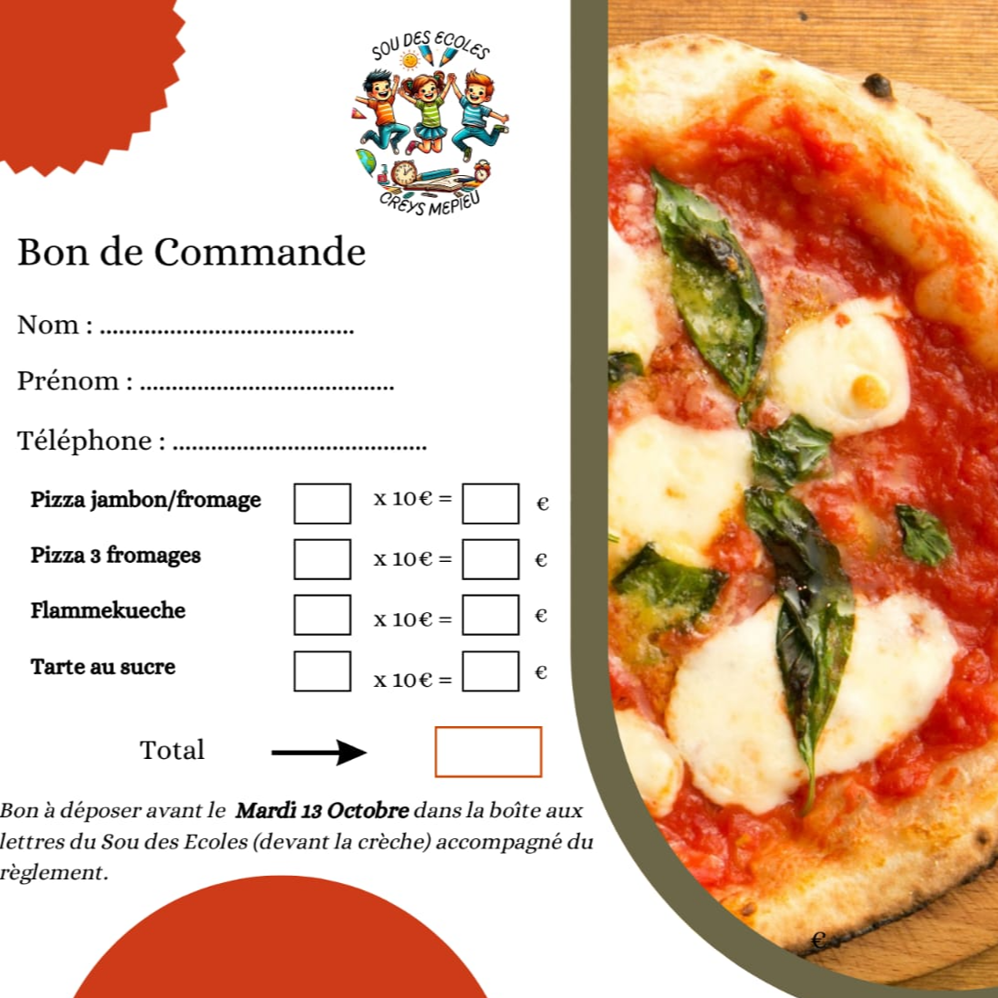 Vente de tartes, pizzas et flammekueches