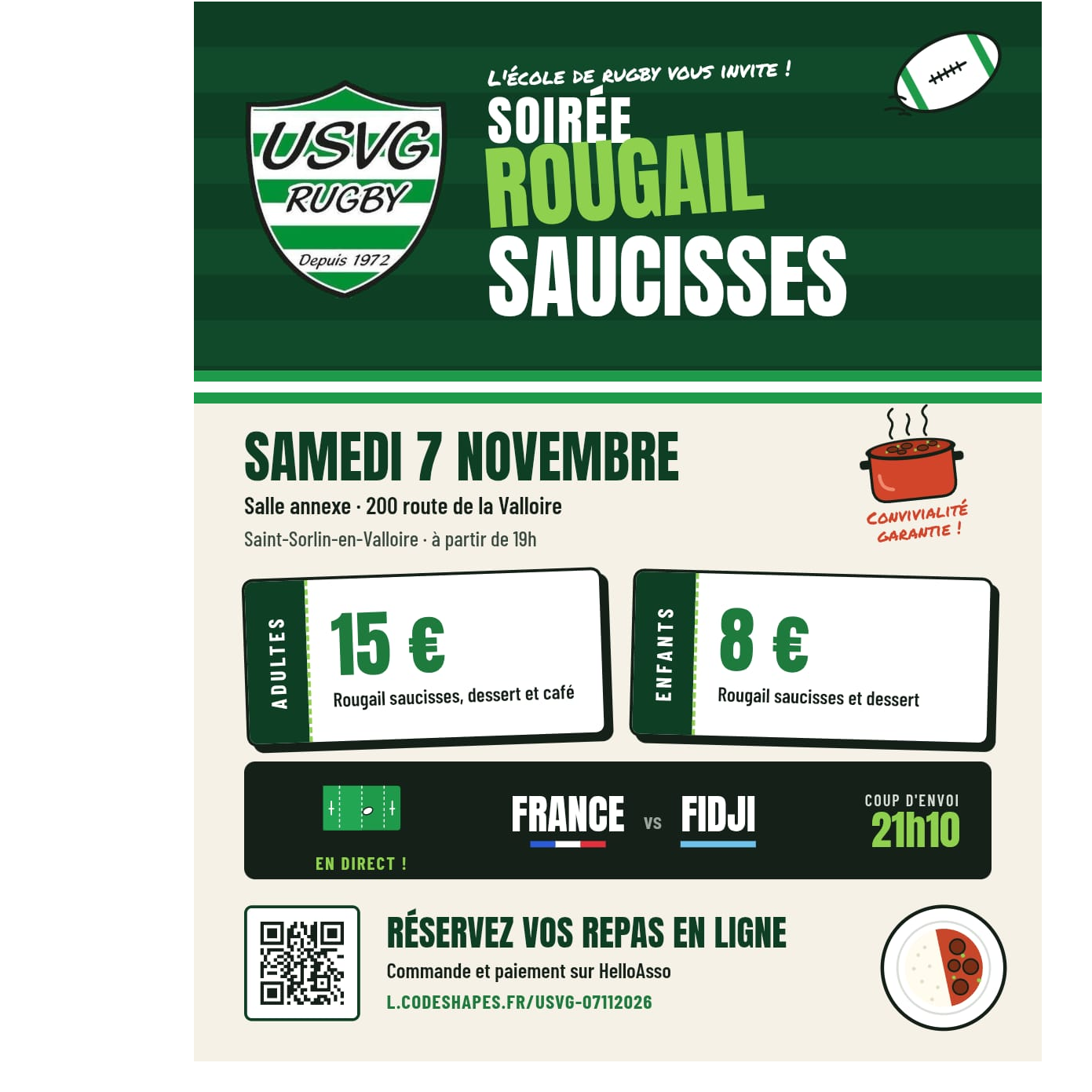 USVG - SOIREE ROUGAIL - SAUCISSES