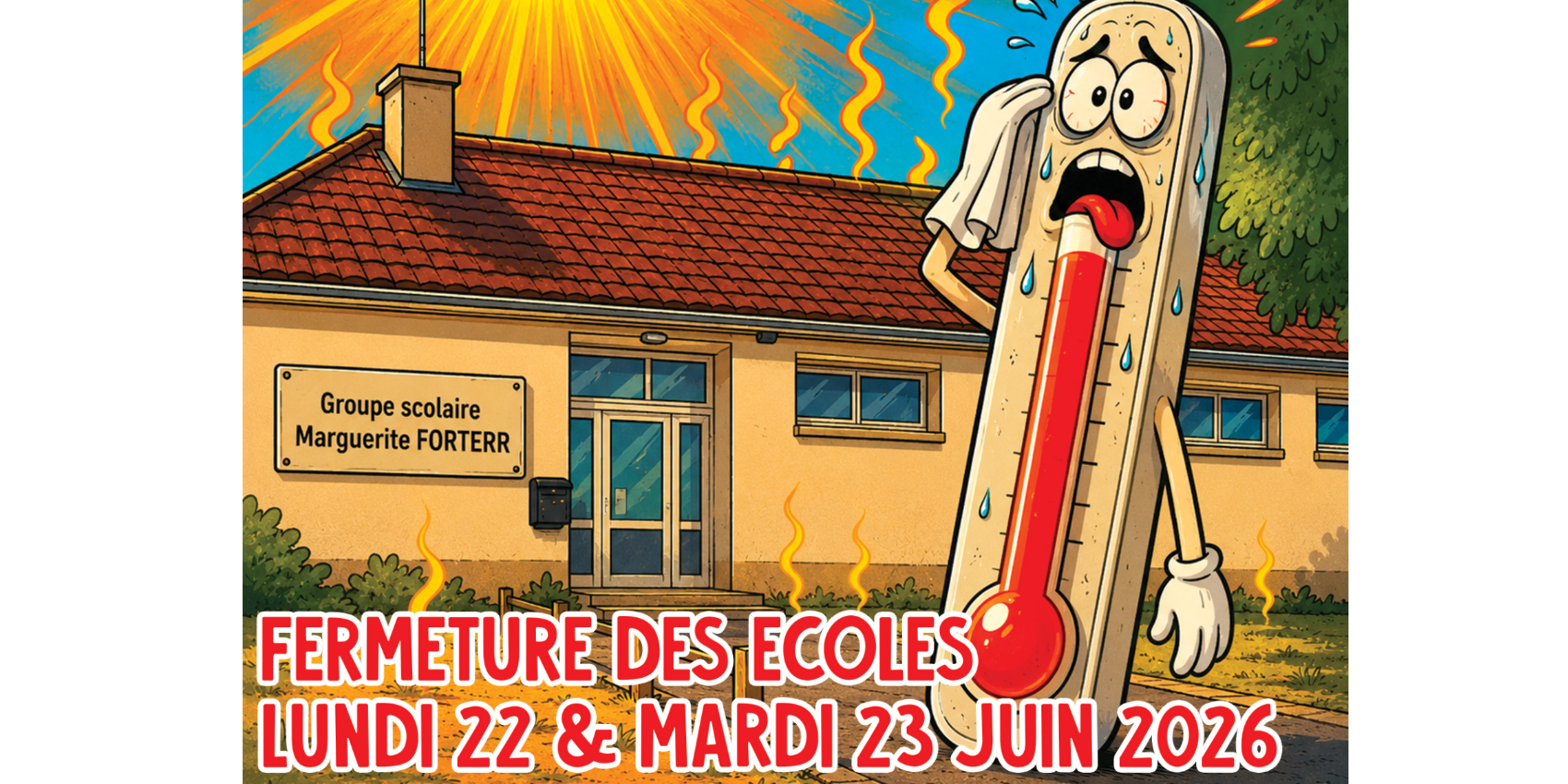 Fermeture temporaire des écoles et du Centre périscolaire lundi 22 et mardi 23 juin