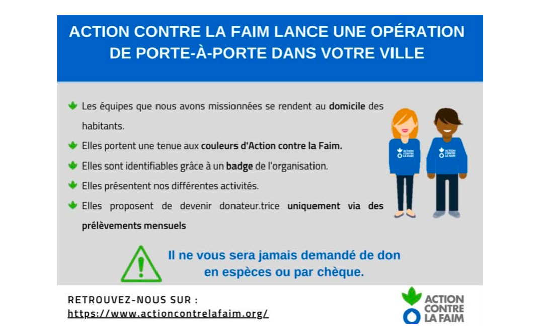 Information aux habitants concernant l'association Action Contre La Faim
