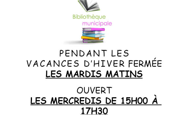 Bibliothèque : Fermeture les mardis matins pendant les vacances d'hiver