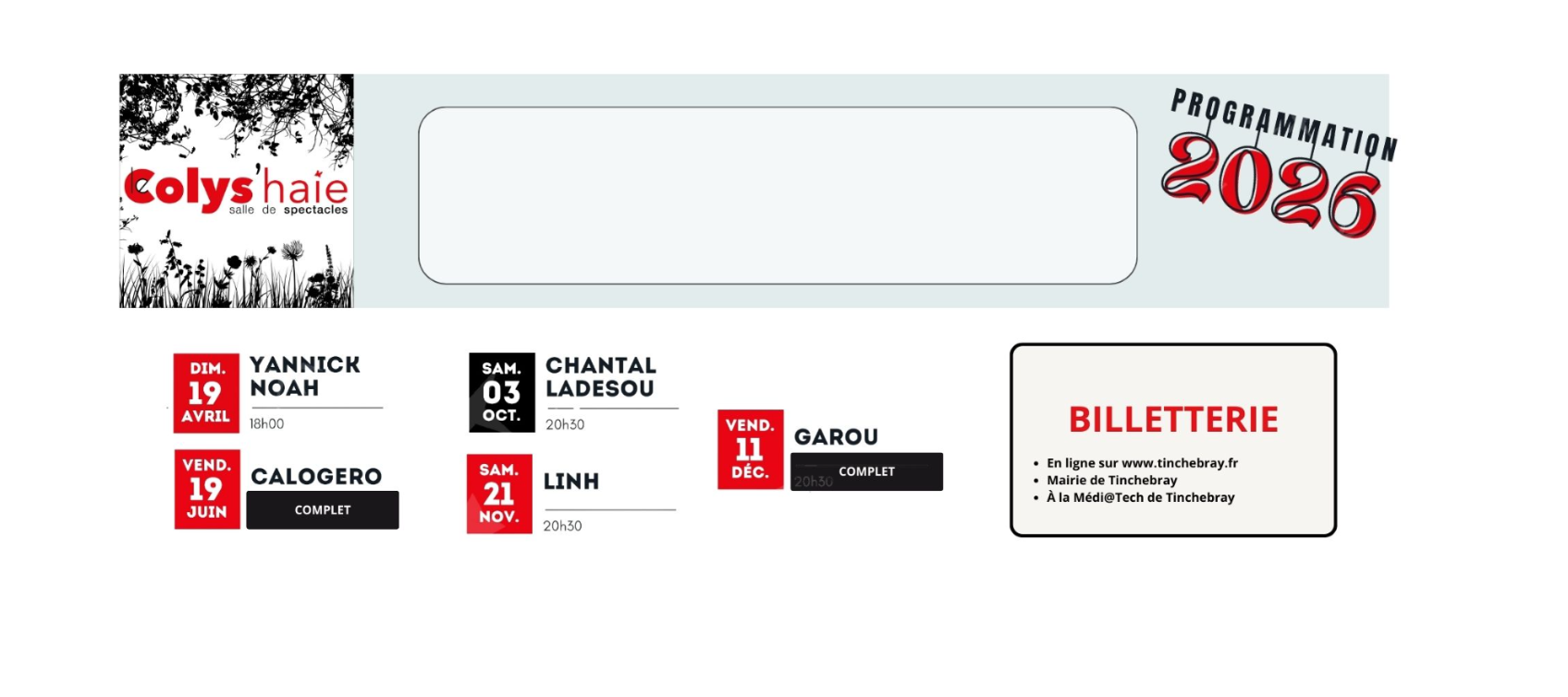 COLYS'HAIE : PROGRAMMATION 2026