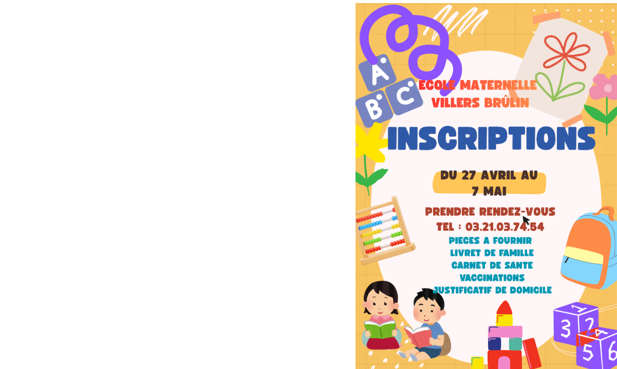 INSCRIPTIONS ECOLE MATERNELLE VILLERS BRULIN