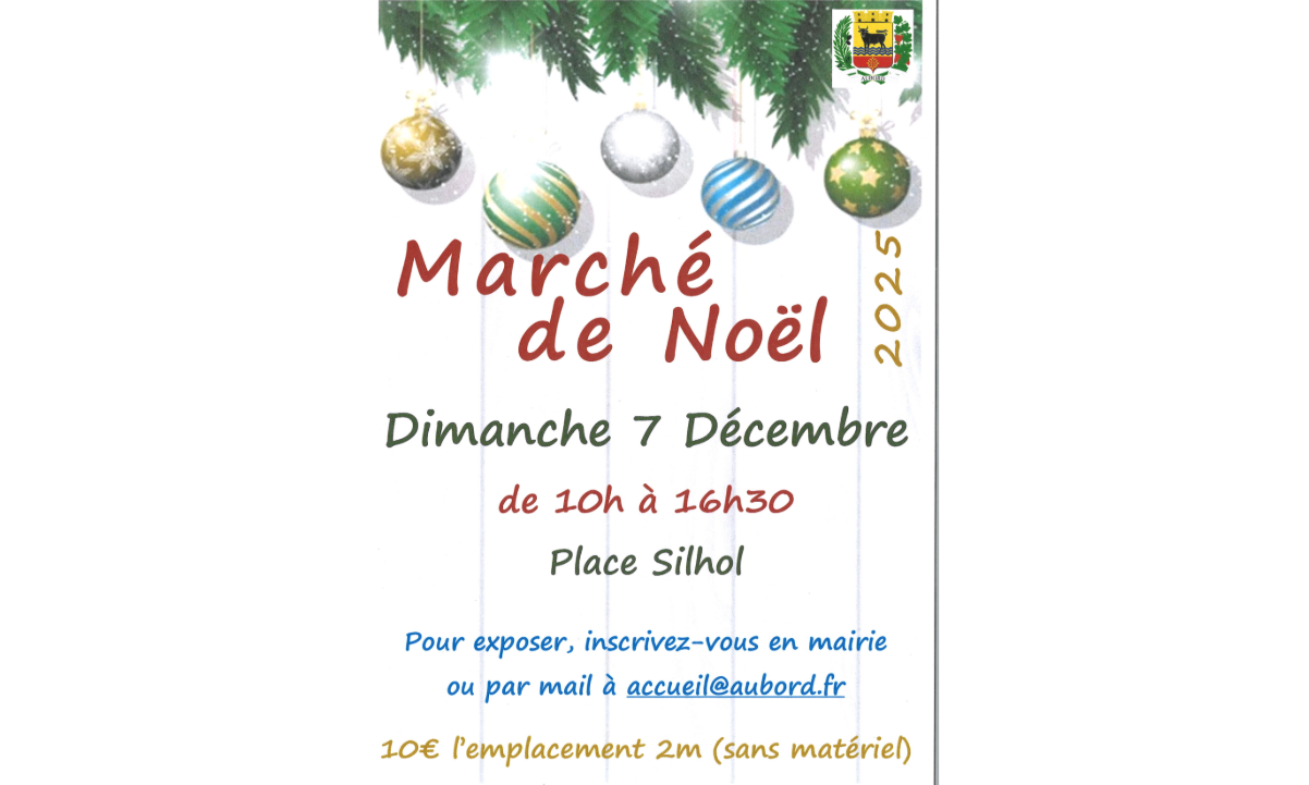 MARCHE DE NOEL DIMANCHE 7 DECEMBRE 2025- INSCRIPTIONS EXPOSANTS