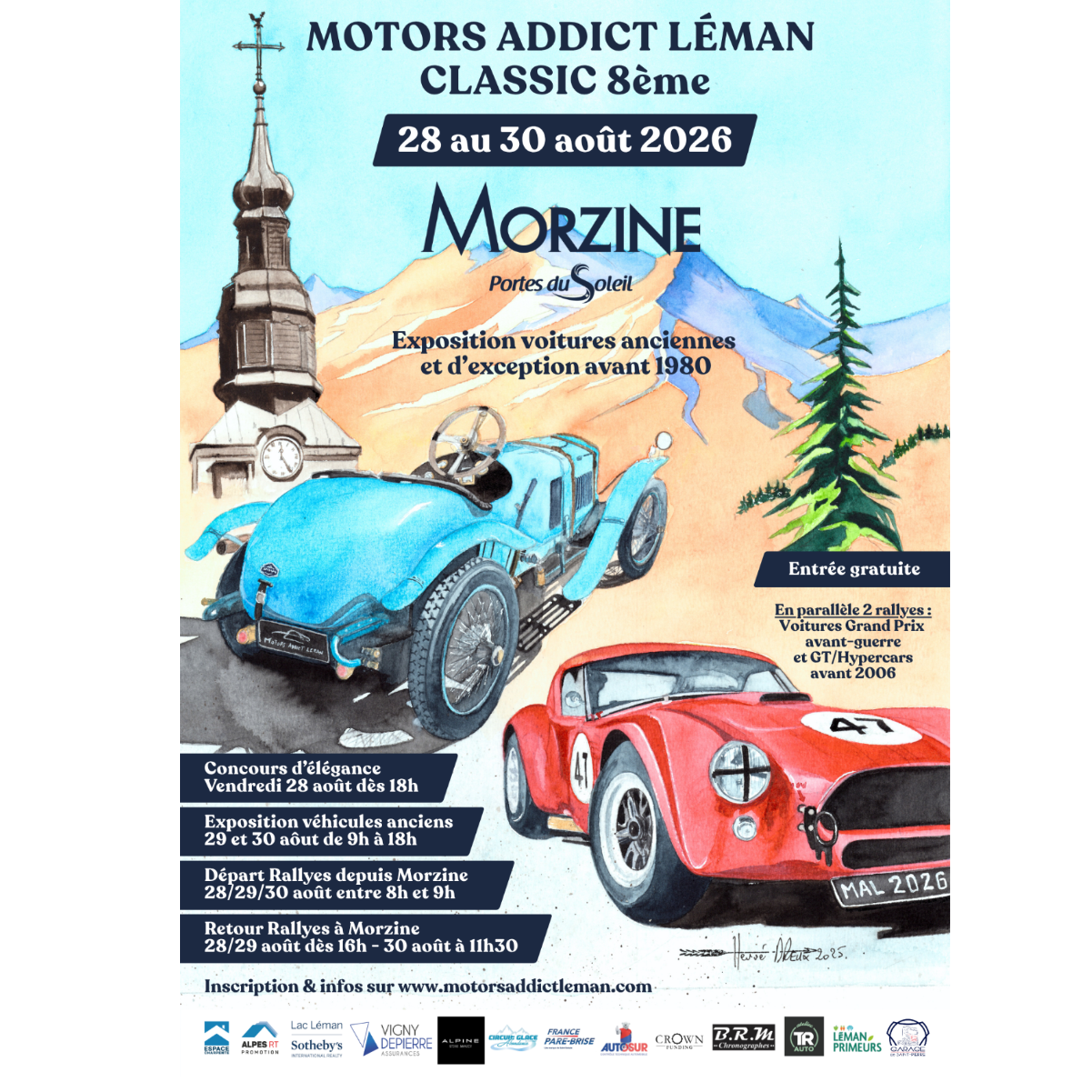 Passage du rallye Motors Addict Léman Classic 8ème édition sur la commune