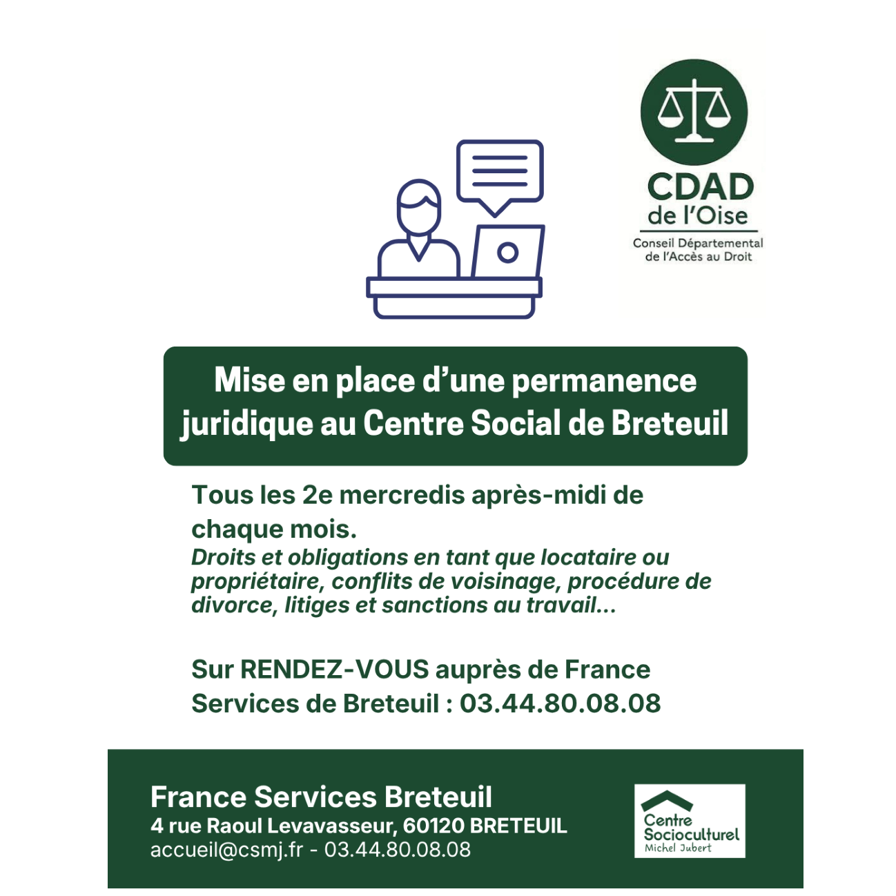 Mise en place d’une permanence juridique au Centre Social de Breteuil