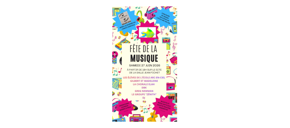 FÊTE DE LA MUSIQUE LE SAMEDI 27 JUIN 2026