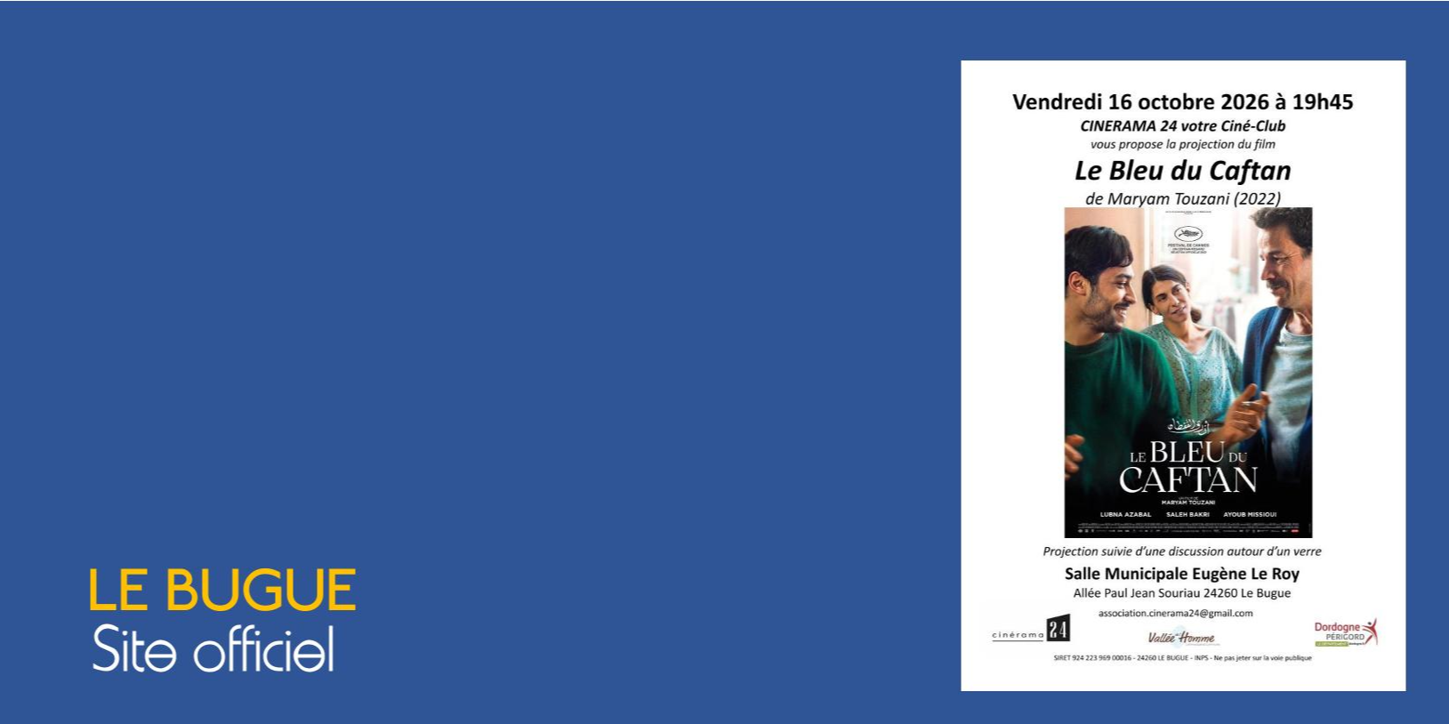 CINÉ-CLUB : "LE BLEU DU CAFTAN" de Maryam TOUZAMI