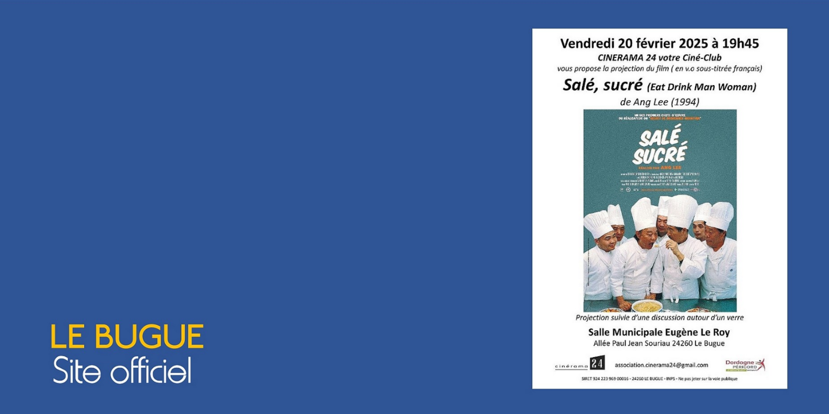 CINÉ-CLUB : "SALÉ SUCRÉ" d'Ang LEE