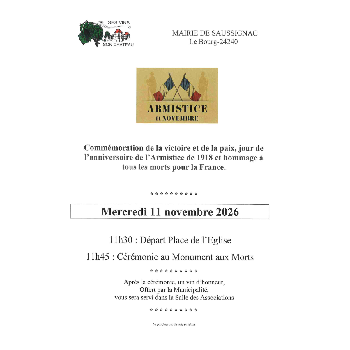 Cérémonie commémorative du 11 novembre