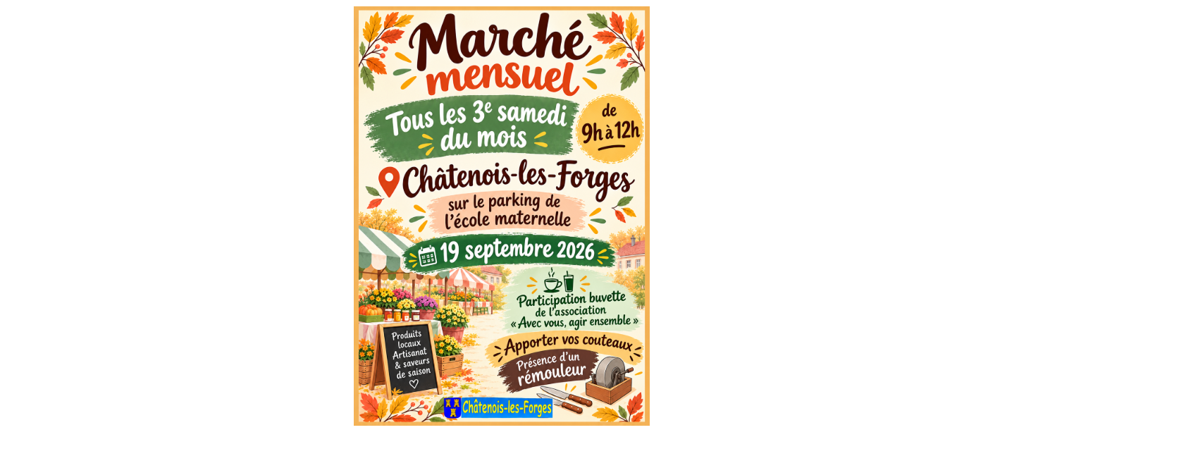 🍂 Marché mensuel à Châtenois-les-Forges ! 🍂