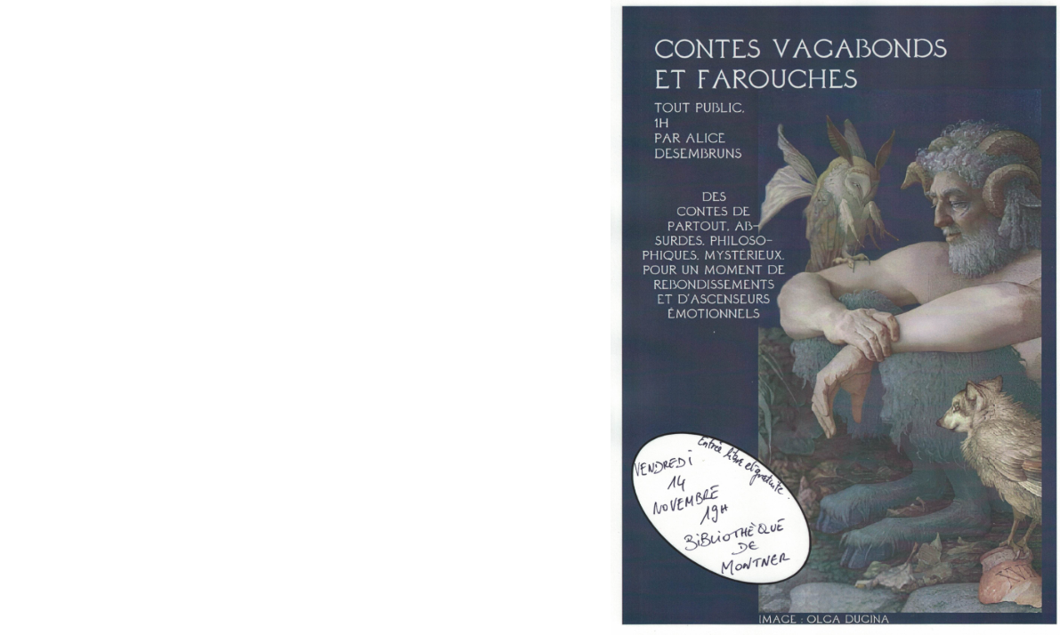Contes vagabonds, par Alice Desembruns à la Médiathèque de Montner