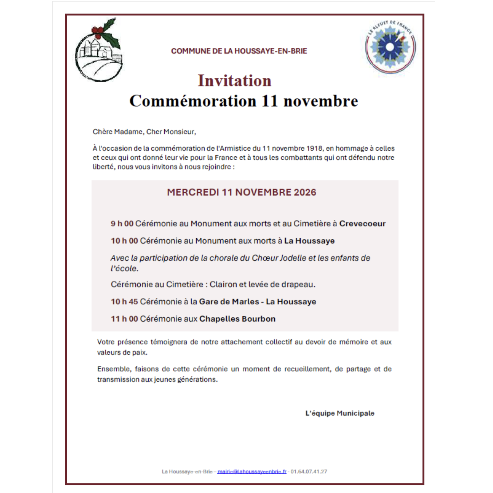 Commémoration du 11 Novembre