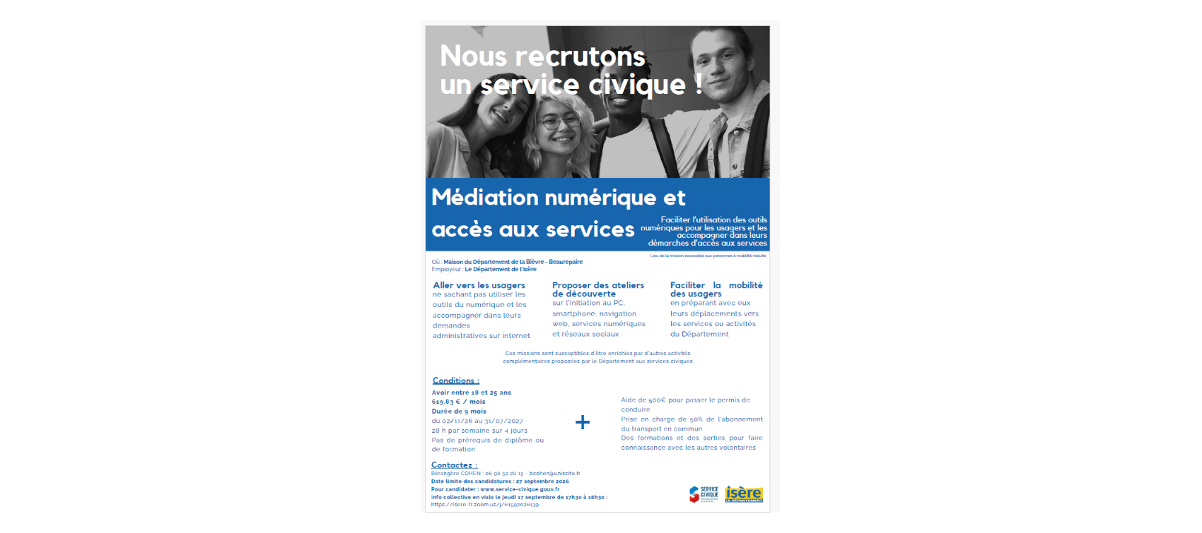 CAMPAGNE DE RECRUTEMENT DE VOLONTAIRES EN SERVICE CIVIQUE