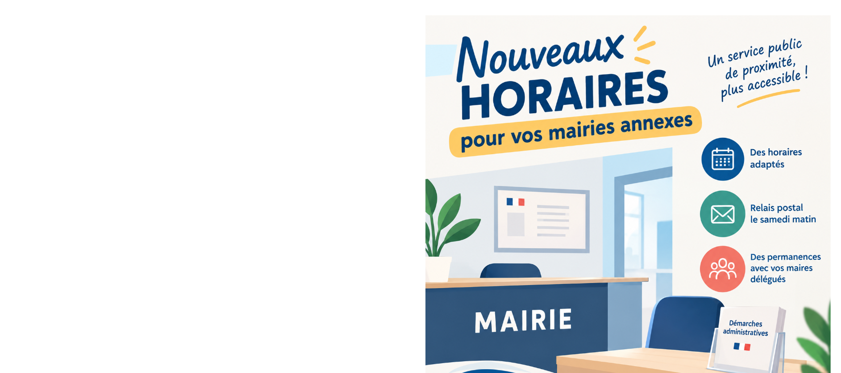 🏛️ NOUVEAUX HORAIRES DES MAIRIES ANNEXES