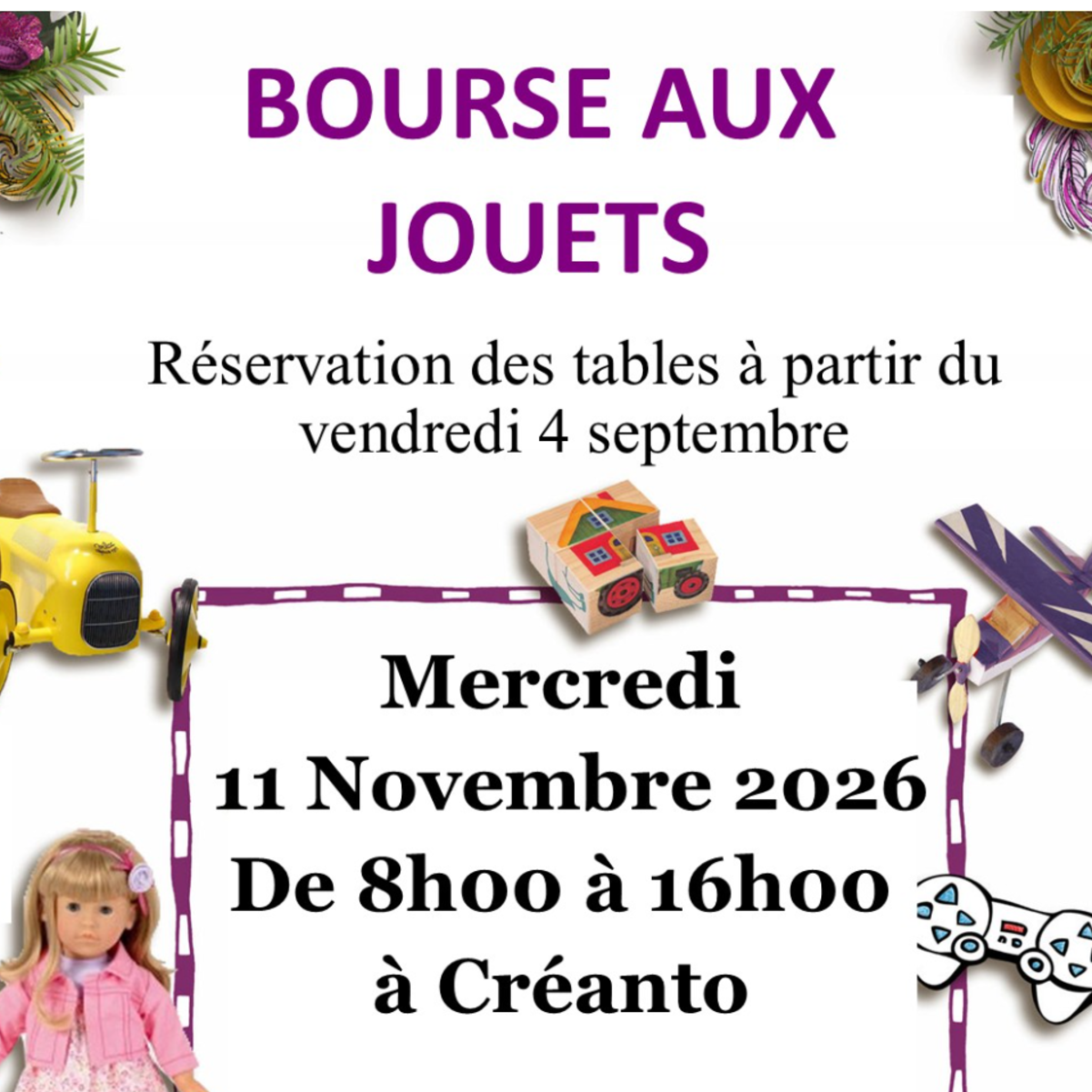Bourse aux jouets le mercredi 11 novembre à Créanto