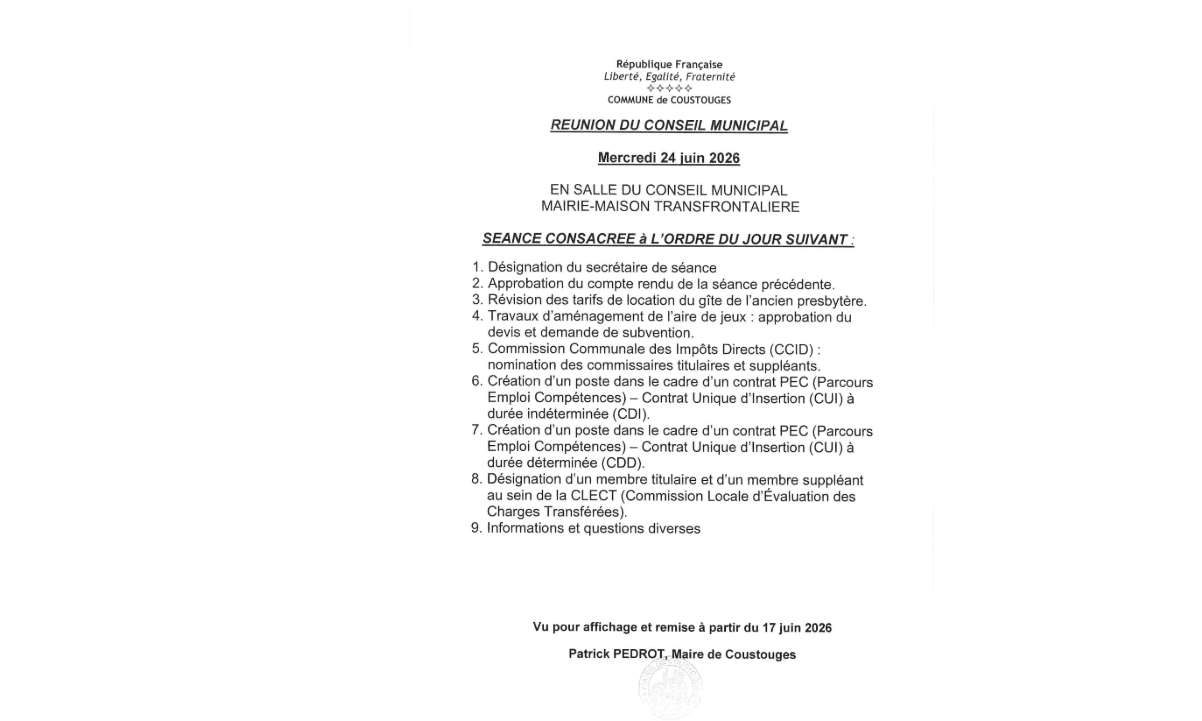 Réunion du conseil municipal