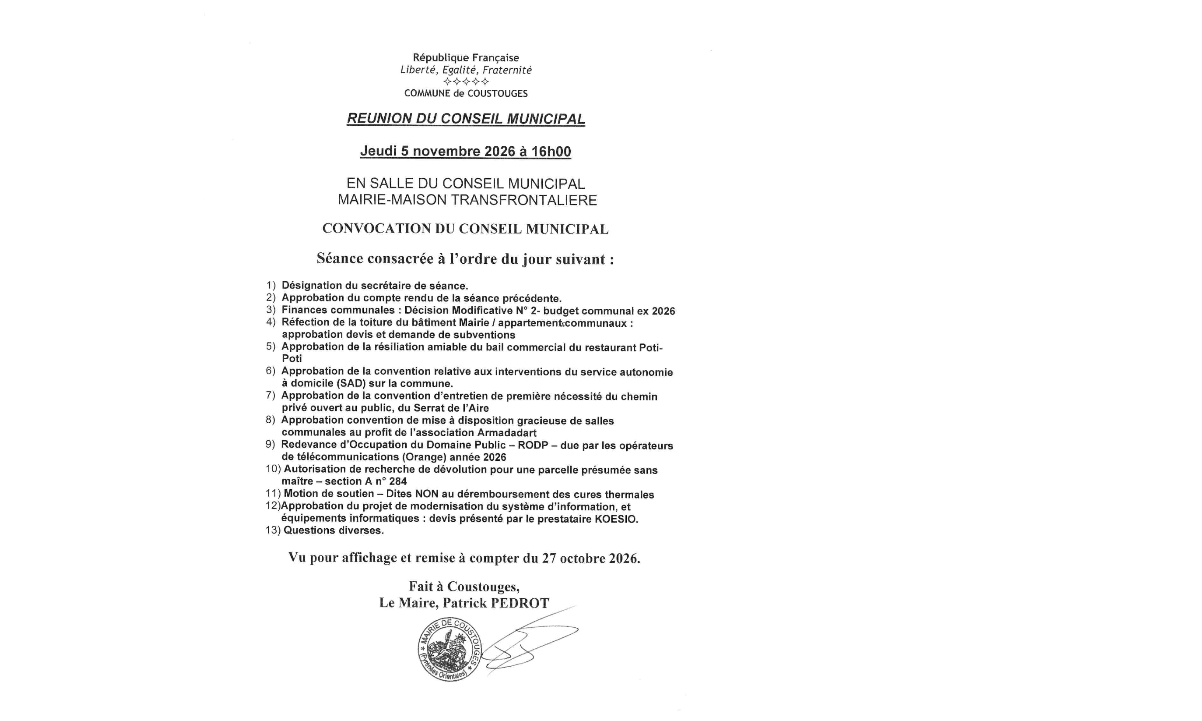 Réunion du conseil municipal